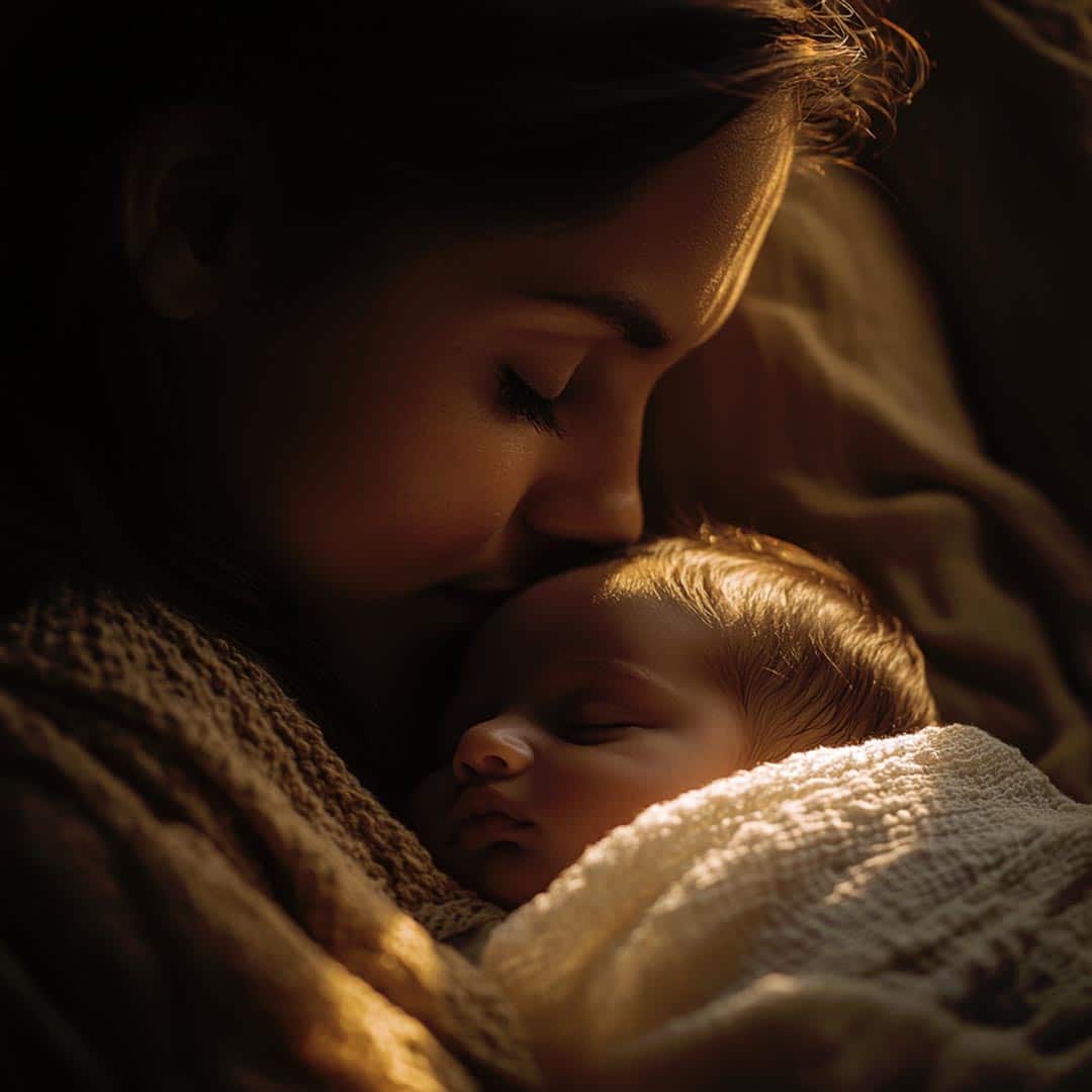 Mère tenant son nouveau-né avec tendresse
