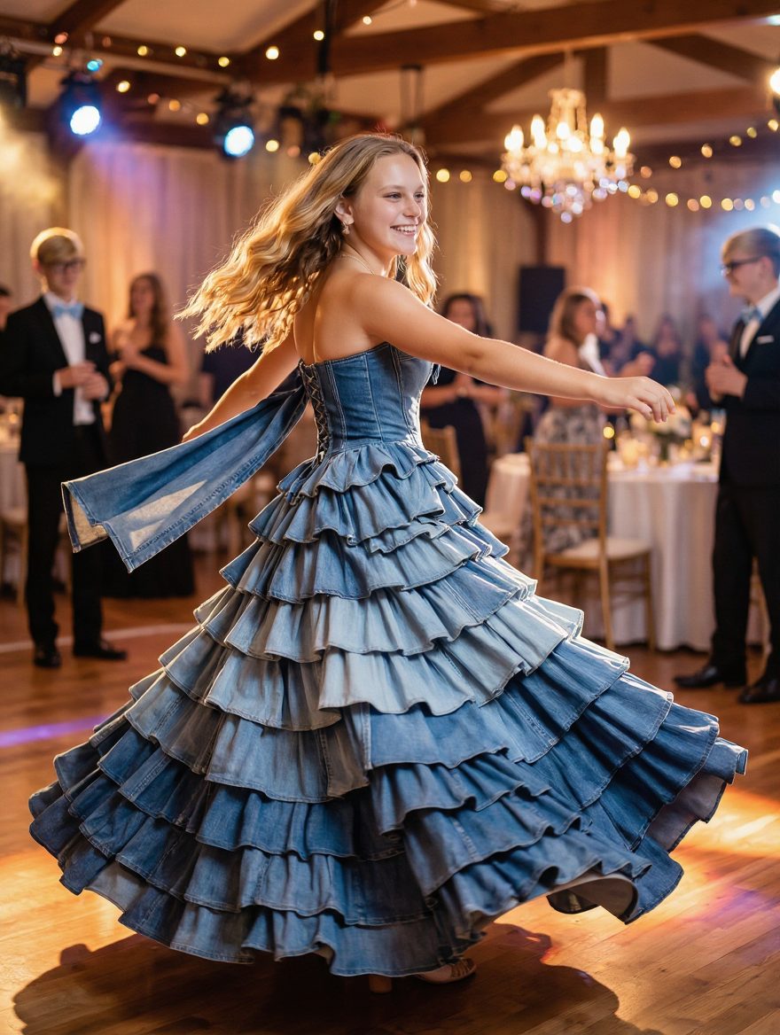 Une adolescente privée de robe de bal par sa belle-mère : son frère de 15 ans lui confectionne une tenue avec les vieux jeans de leur mère, et la soirée prend une tournance qui bouleverse tout