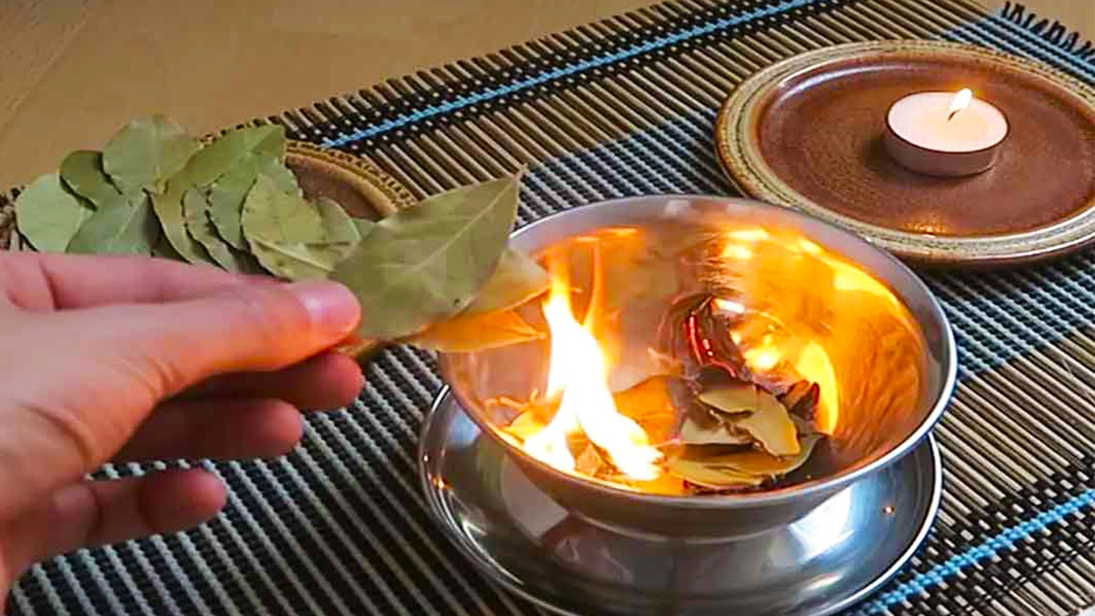 Rituel de combustion de feuilles de laurier