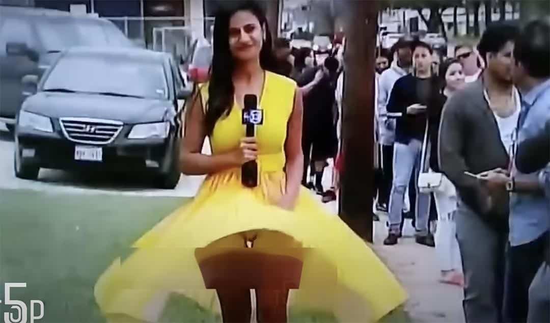 Journaliste souriante après l'incident