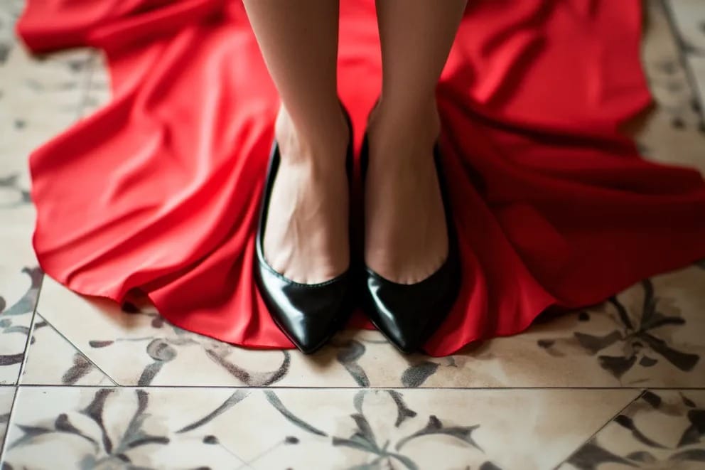 Femme quittant la cérémonie avec dignité