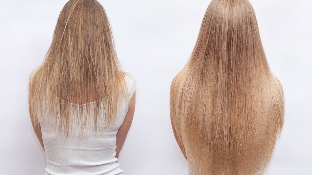 Femme massant son cuir chevelu avec de l'huile