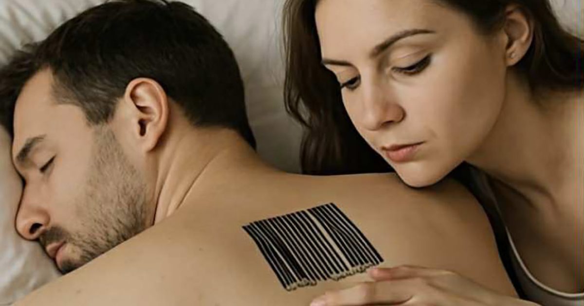 Alors que mon mari dormait, j’ai remarqué un étrange tatouage en forme de code-barres sur son dos : j’ai scanné le code et j’ai failli m’évanouir