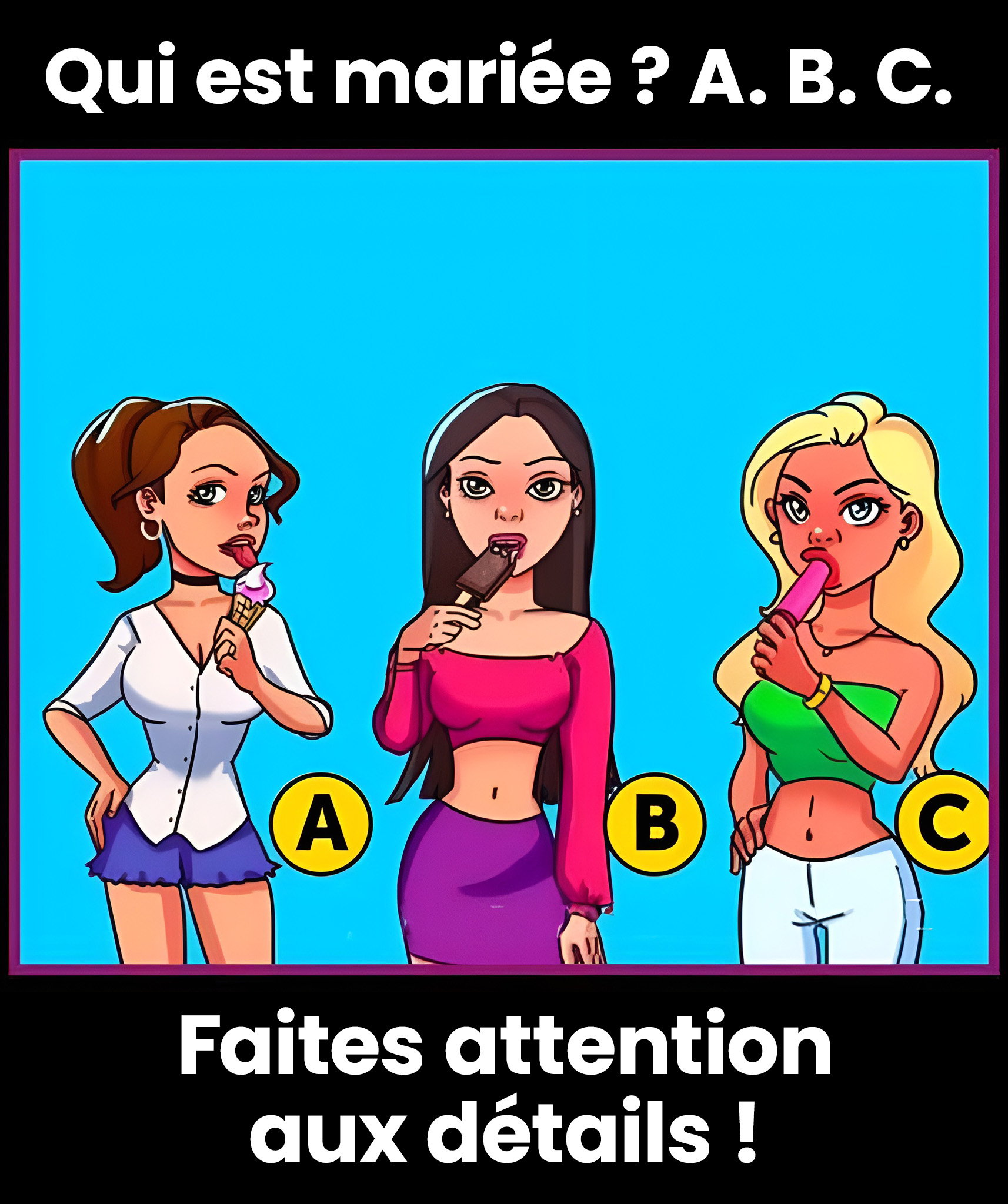 Avez-vous l’œil ? Laquelle de ces trois femmes est mariée ?