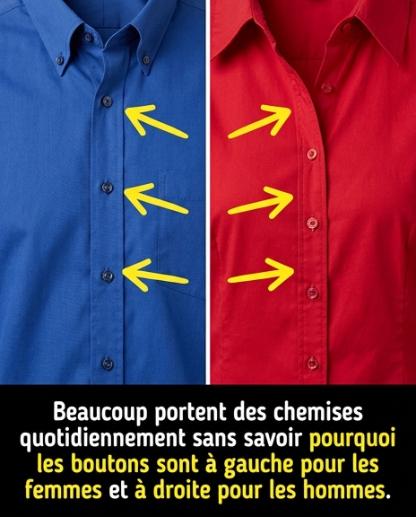 Beaucoup de gens portent des chemises tous les jours, mais tout le monde ne sait pas pourquoi les boutons des chemises pour femmes sont à gauche et ceux des chemises pour hommes à droite