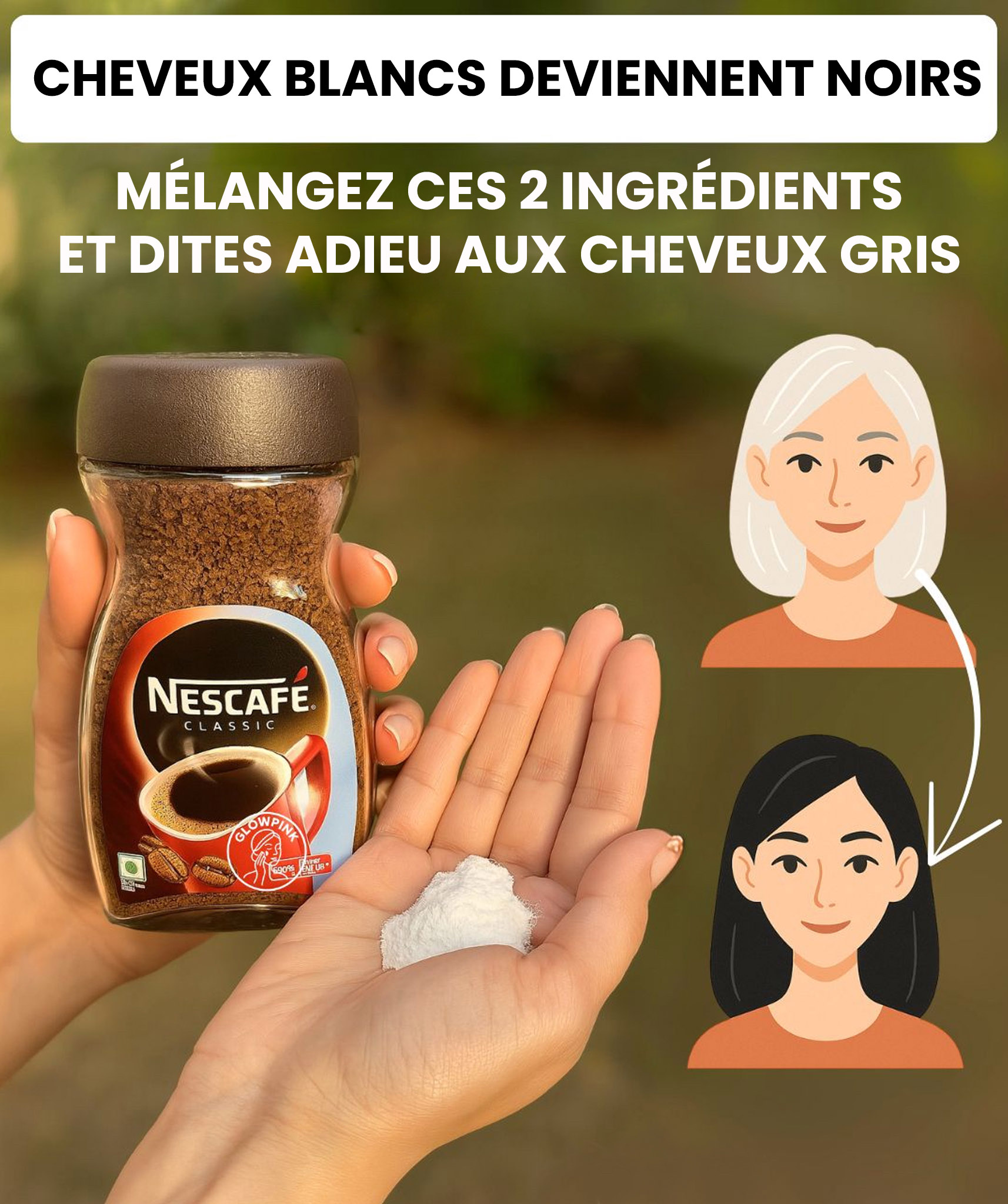 Café et fécule de maïs pour éliminer les cheveux blancs