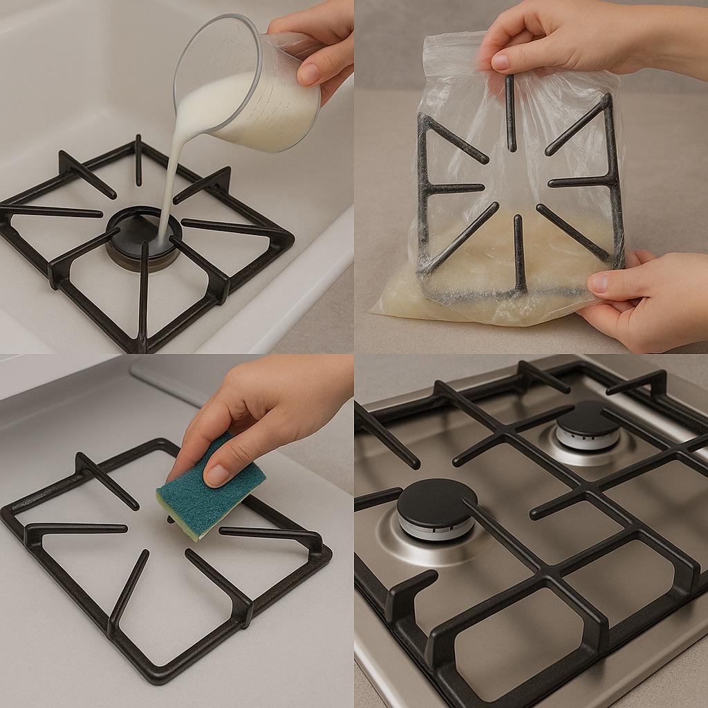 Comment nettoyer facilement les grilles d’une cuisinière à gaz pour leur redonner l’aspect du neuf ?