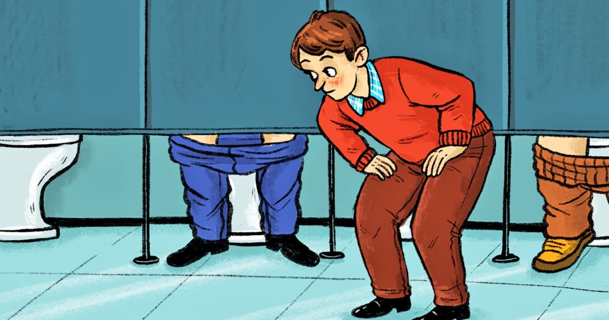 Espace sous la porte des toilettes publiques