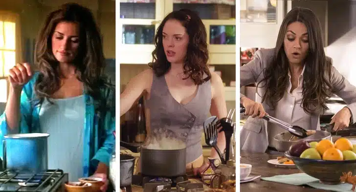 Femme cuisinant avec les cheveux longs détachés