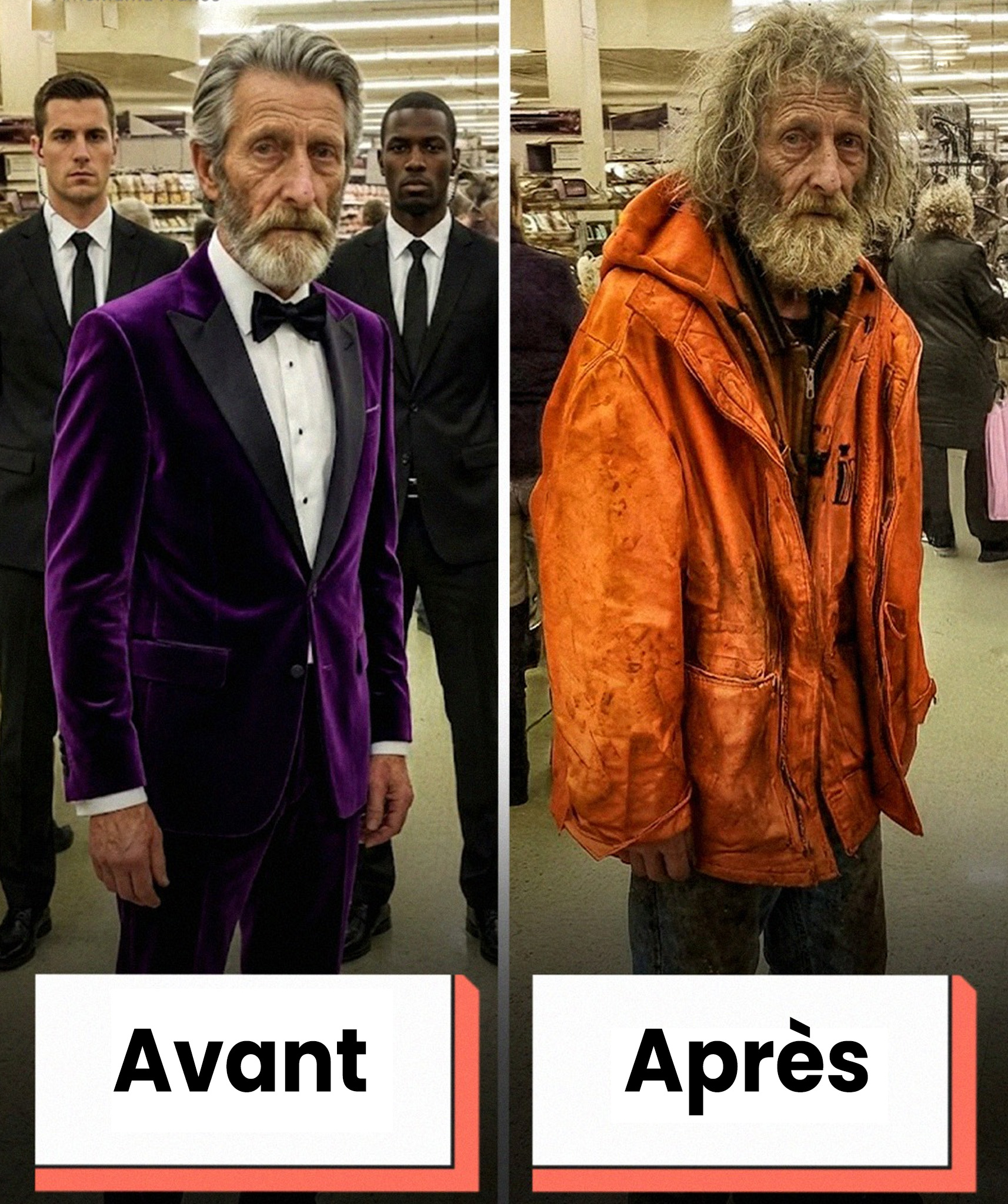 Déguisé en sans-abri, je suis entré dans un immense supermarché avec un objectif secret : choisir mon héritier.