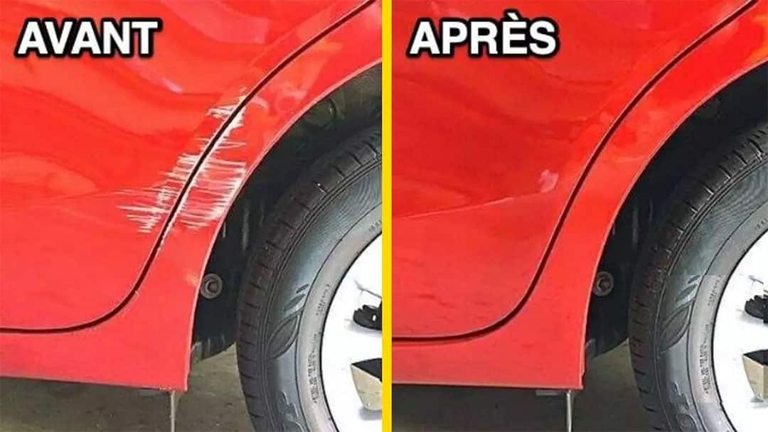 Voiture avec rayures sur la carrosserie