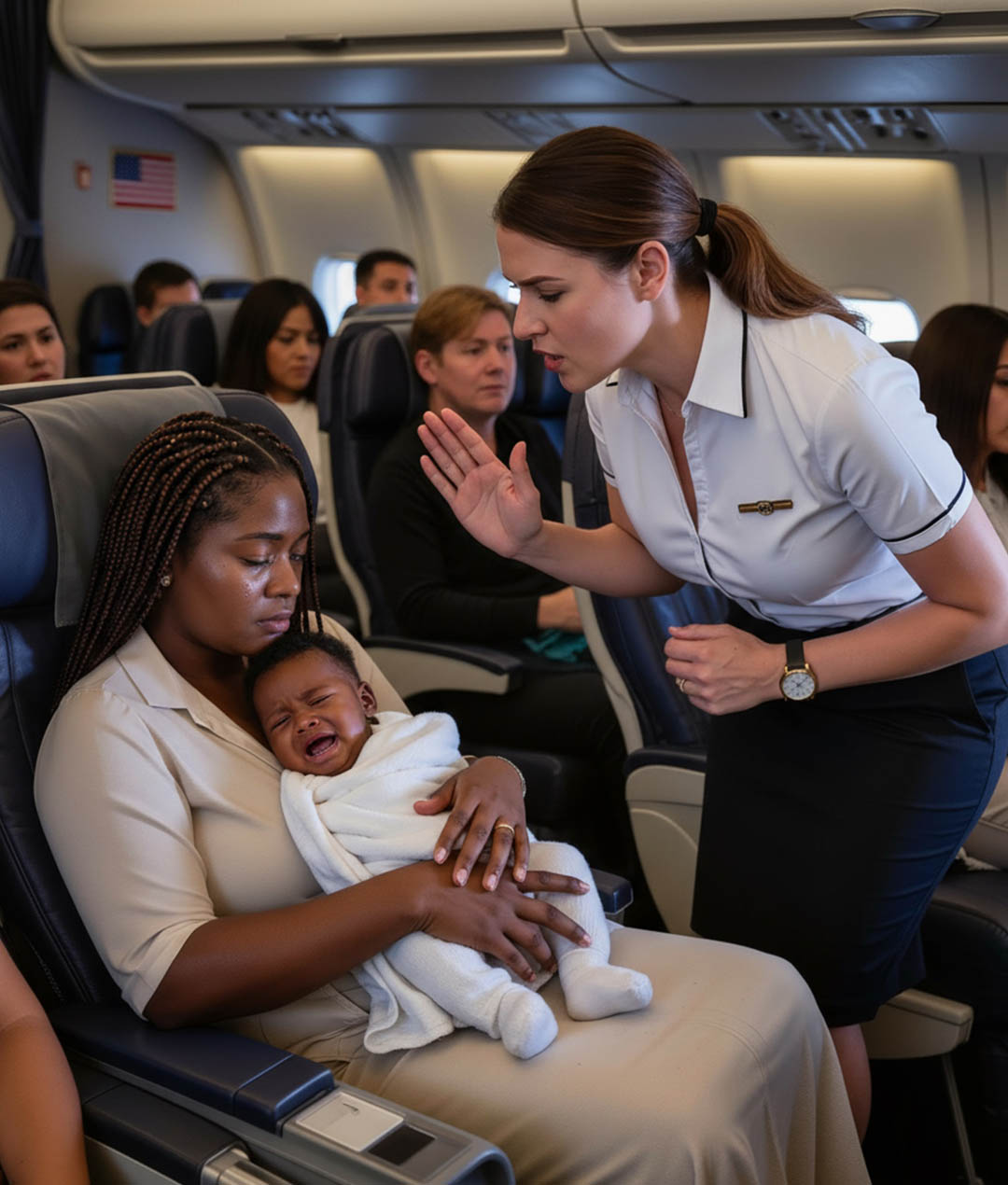 Elle était critiquée à cause de son bébé qui pleurait — jusqu’à ce qu’un inconnu assis de l’autre côté de l’allée prenne sa défense