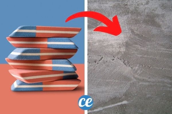 Gomme bleue sur mur en béton