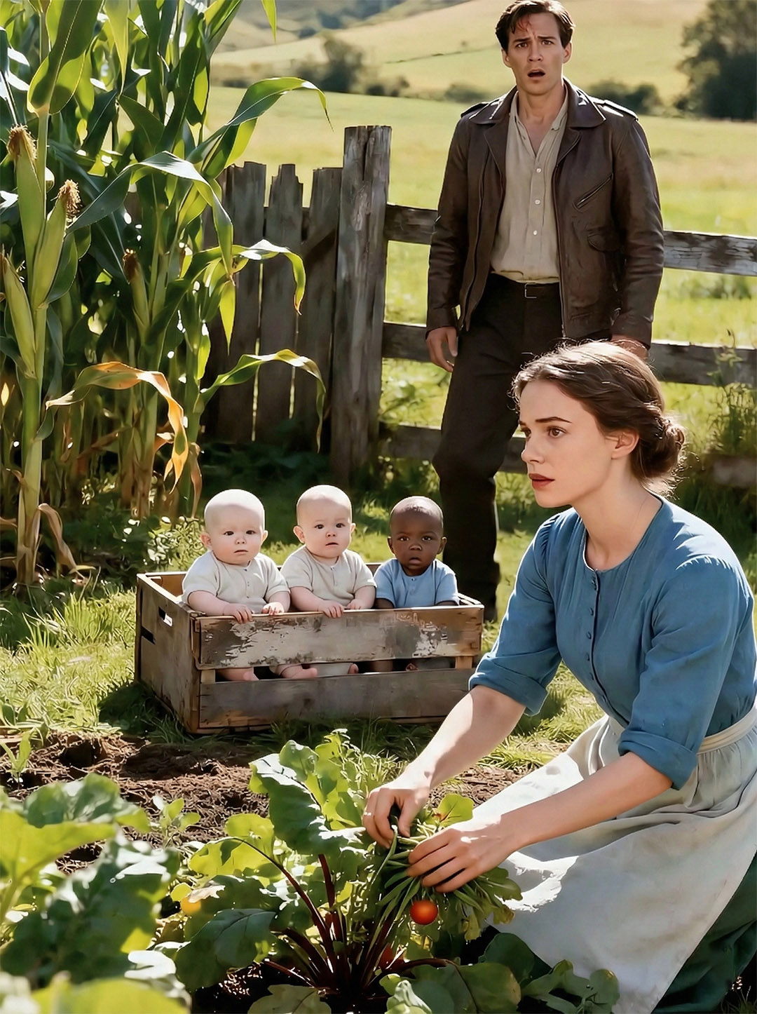Il s'éloigna de la femme qui l'avait sorti de rien ; deux ans plus tard, il revint et se figea en la voyant avec trois enfants dans les champs