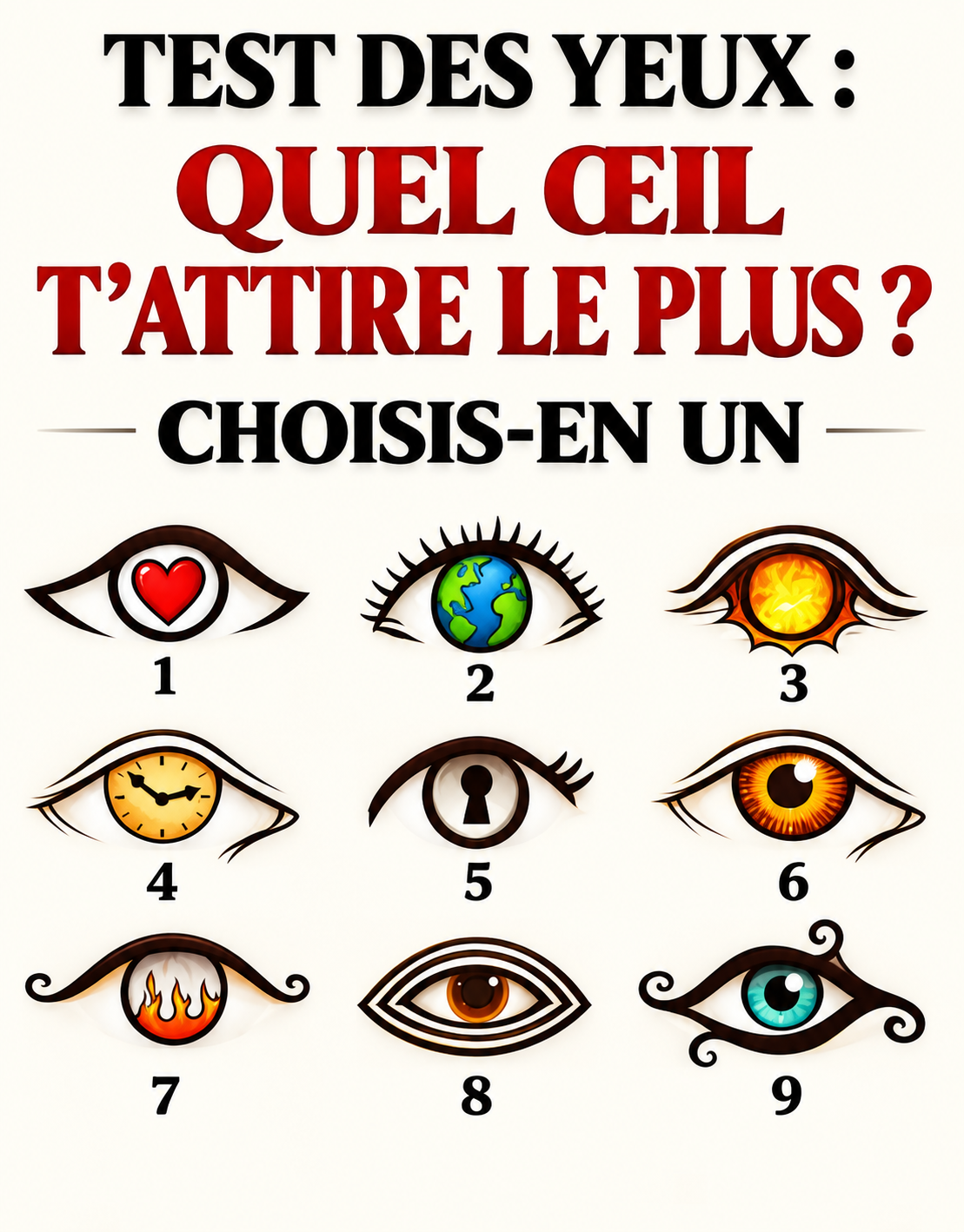 Test de personnalité : quel œil vous attire le plus ? La réponse vous surprendra