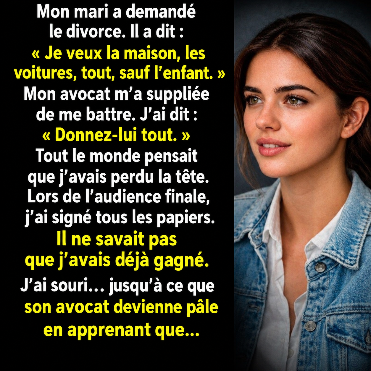 Elle laisse son mari "tout prendre" lors du divorce : ce qu'il ignorait allait tout changer