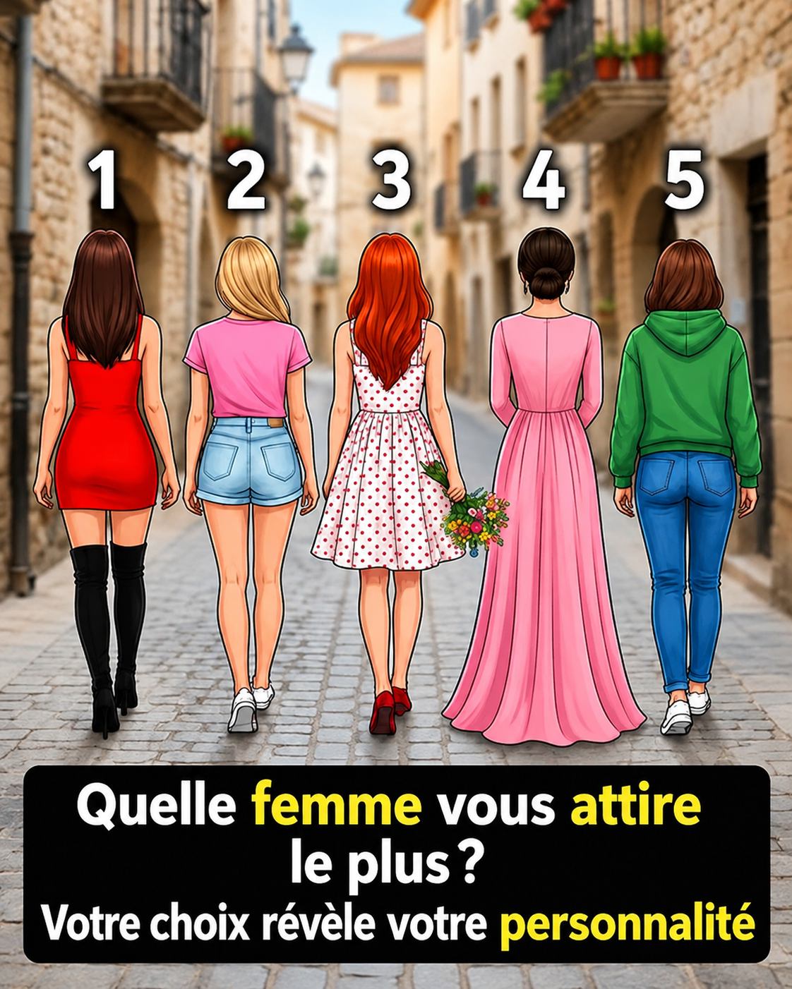 Ce test visuel révèle votre vraie personnalité selon la femme que vous choisissez