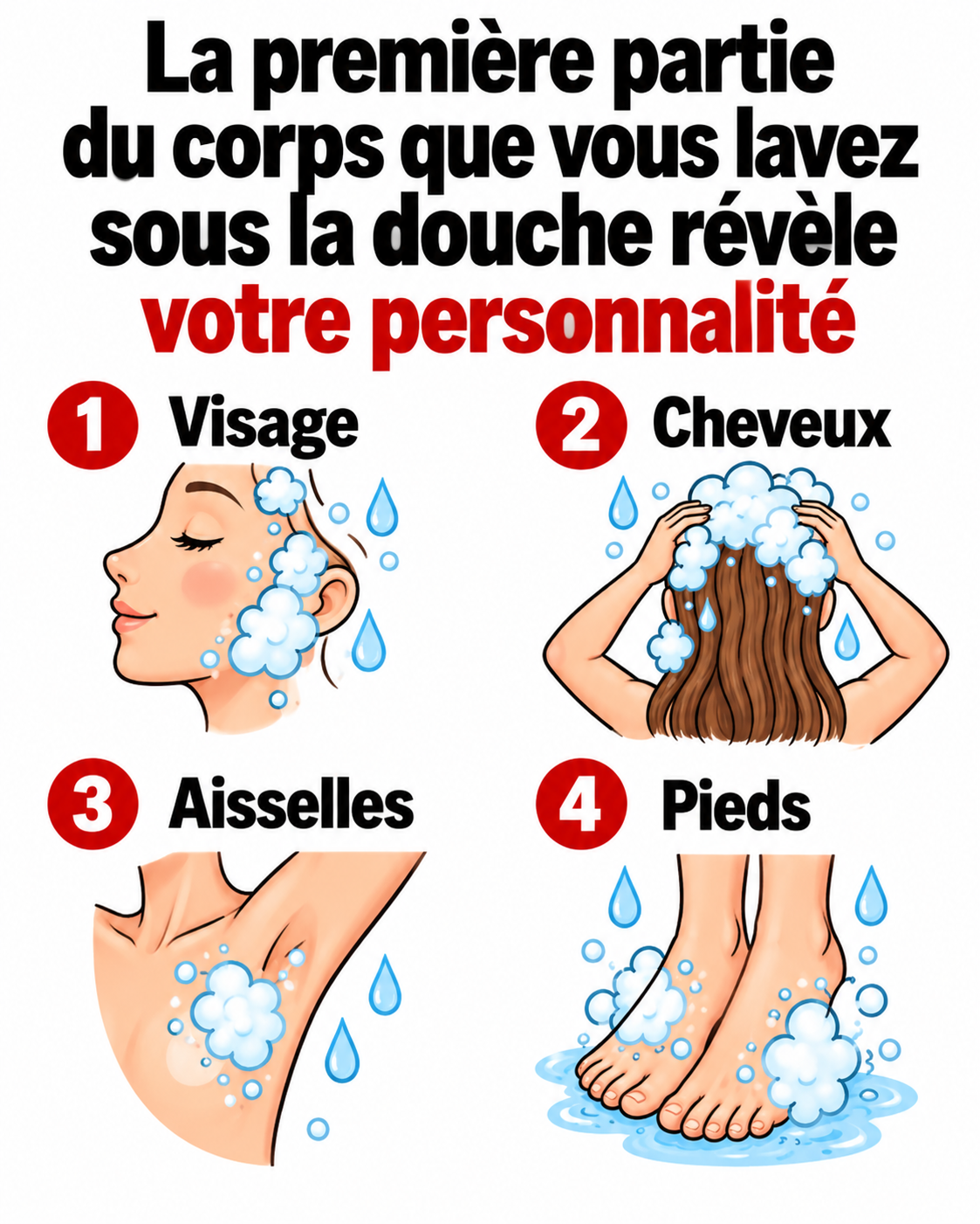 La partie du corps que vous lavez en premier sous la douche révèle votre personnalité