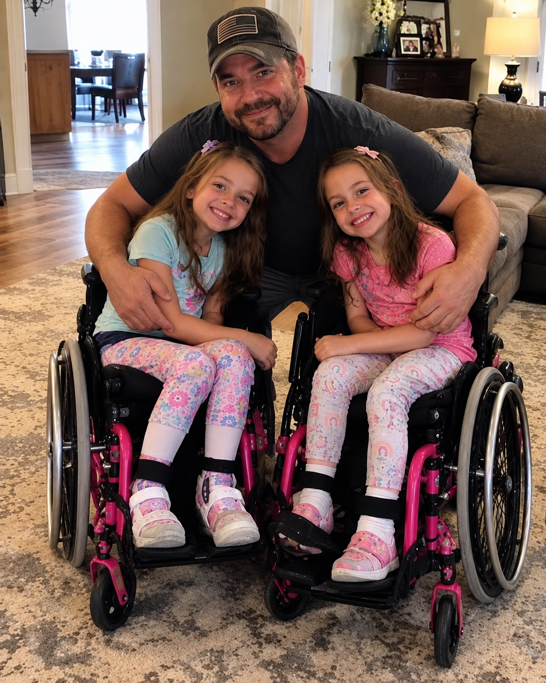 Il élève seul ses filles jumelles en fauteuil roulant pendant 12 ans : leur confession le jour de la fête des pères le laisse sans voix