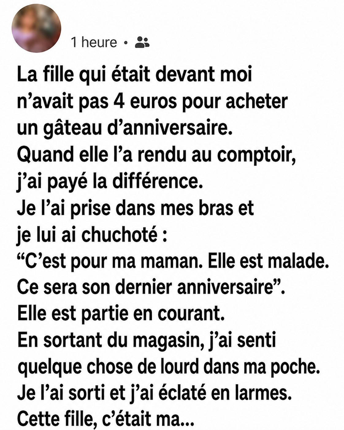Elle voulait juste acheter un gâteau pour sa maman malade : ce qui s'est passé en caisse va vous toucher le cœur