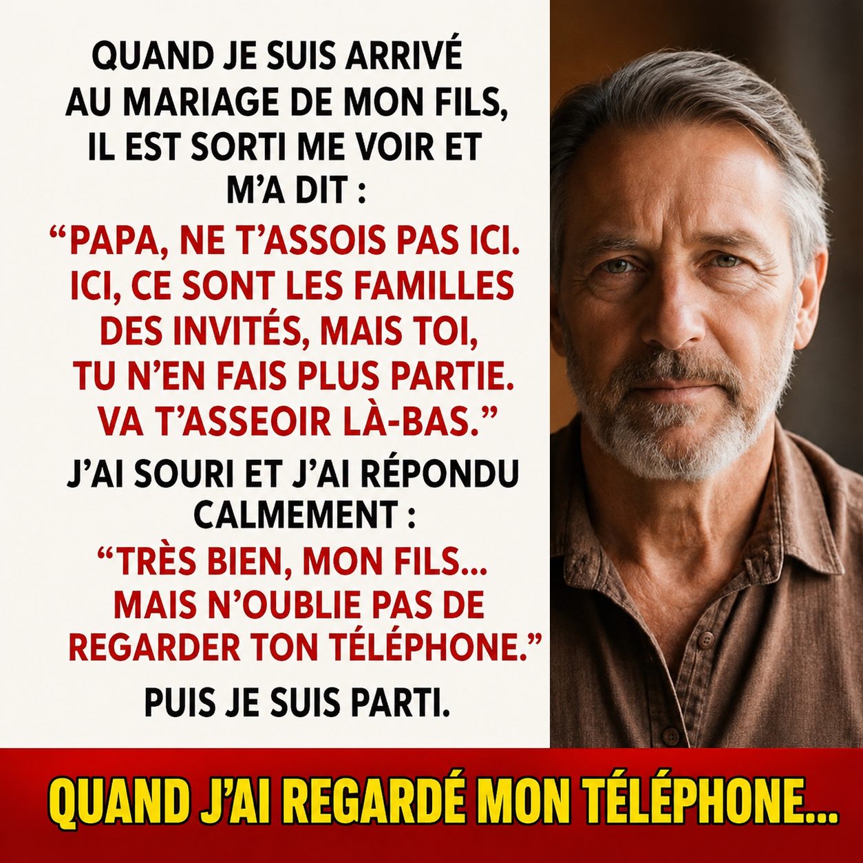 Il chasse son père de son mariage : "Tu ne fais plus partie de notre famille"… mais un simple message a tout changé