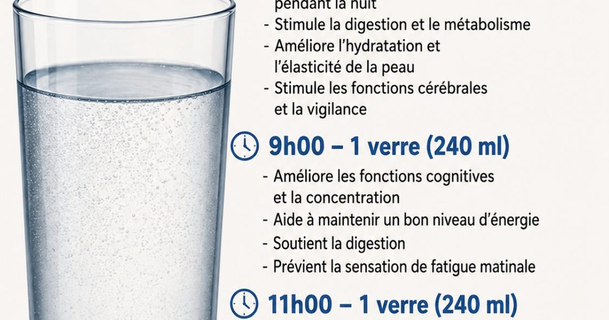 8 verres d'eau par jour : pourquoi c'est magique et à quelles heures les boire