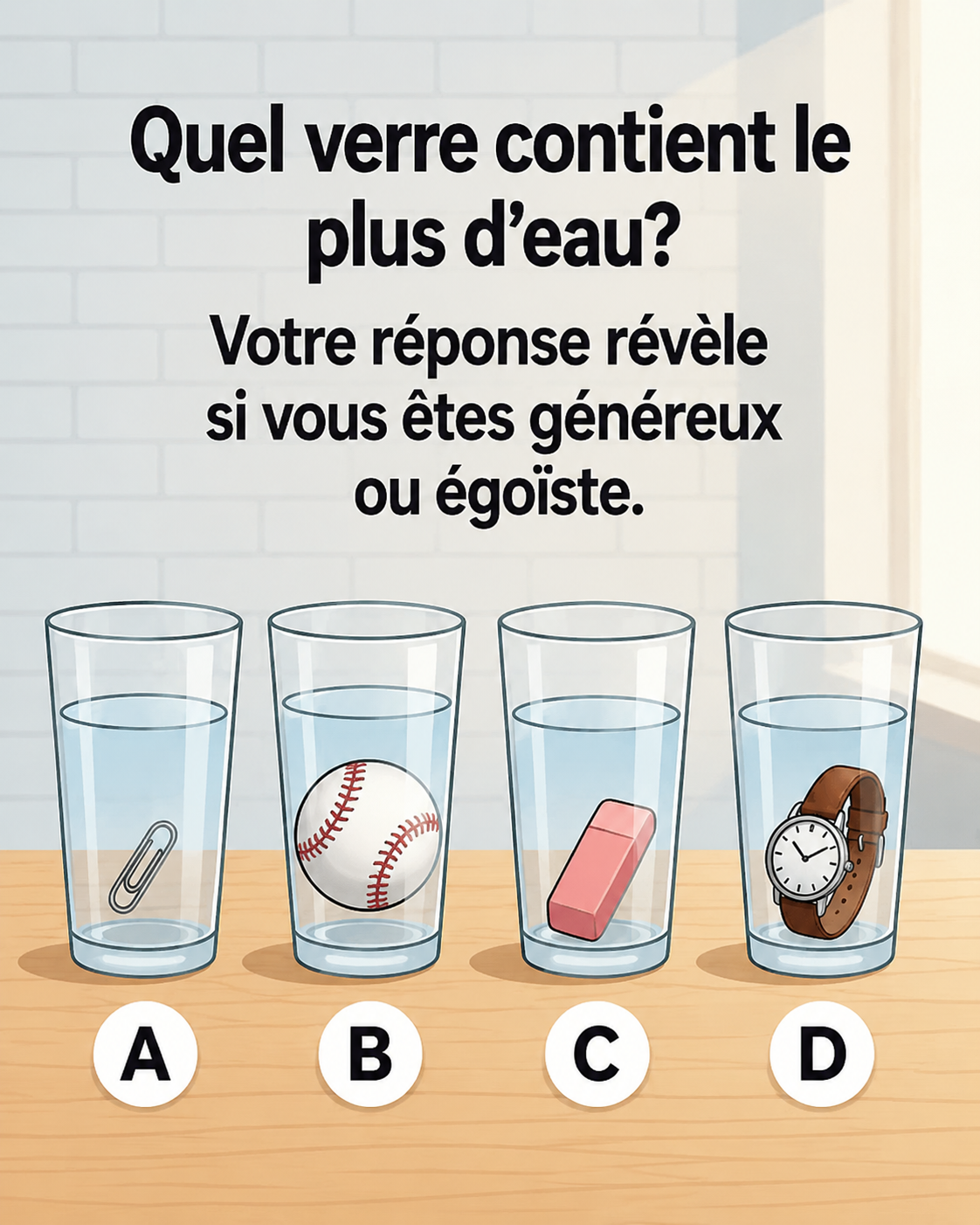 Quel verre contient le plus d'eau ? Ce test visuel en dit long sur votre façon de penser