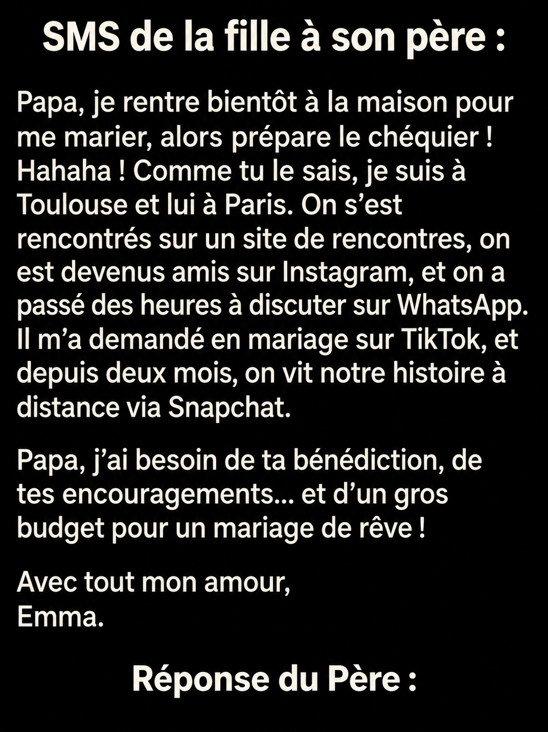 Elle annonce son mariage virtuel à son père : sa réponse hilarante fait craquer tout le monde
