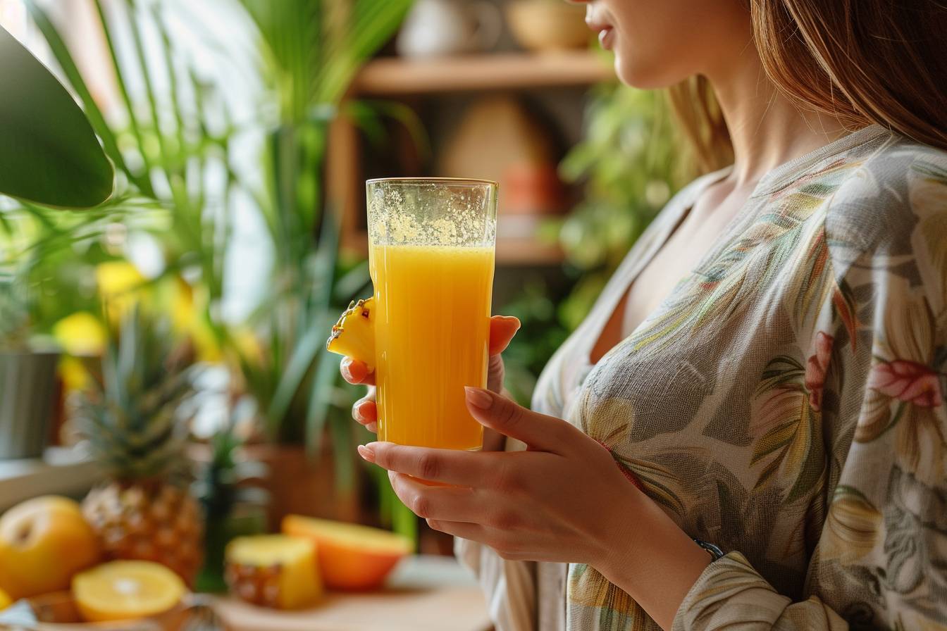 Boisson énergisante à base d'ananas, gingembre et curcuma