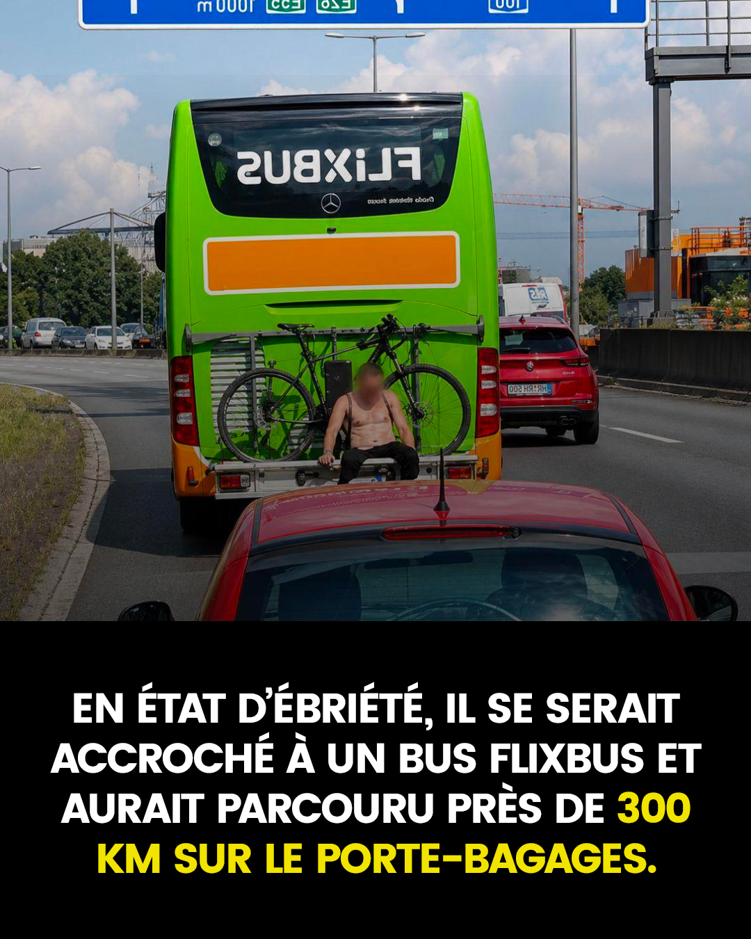 Ivre, il a parcouru 300 km accroché au porte-bagages d’un bus