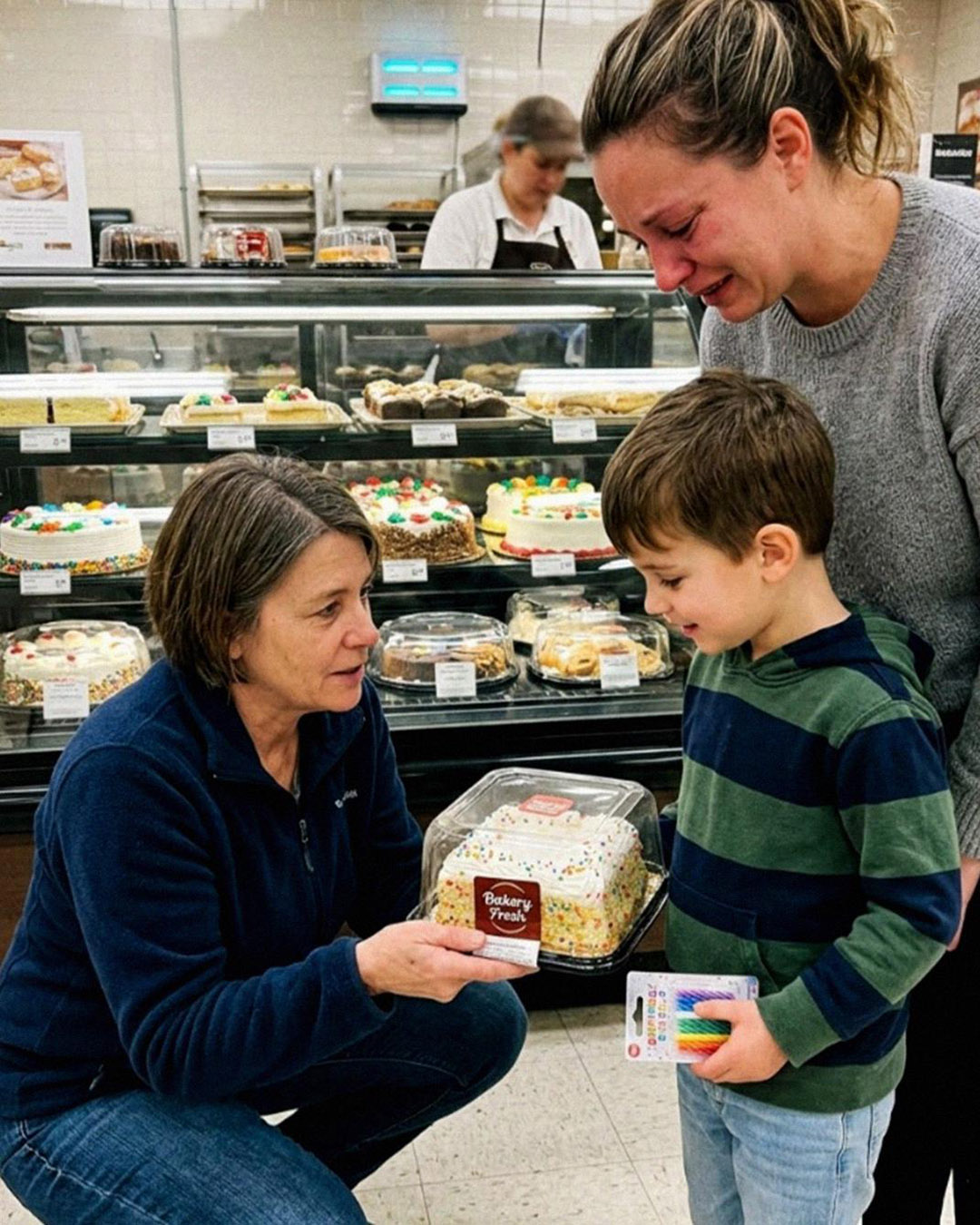 J’ai acheté un gâteau d’anniversaire pour un petit garçon dont la maman pleurait dans la boulangerie – la semaine suivante, ma sœur m’a appelée en criant : « Tu sais qui c’était ? »