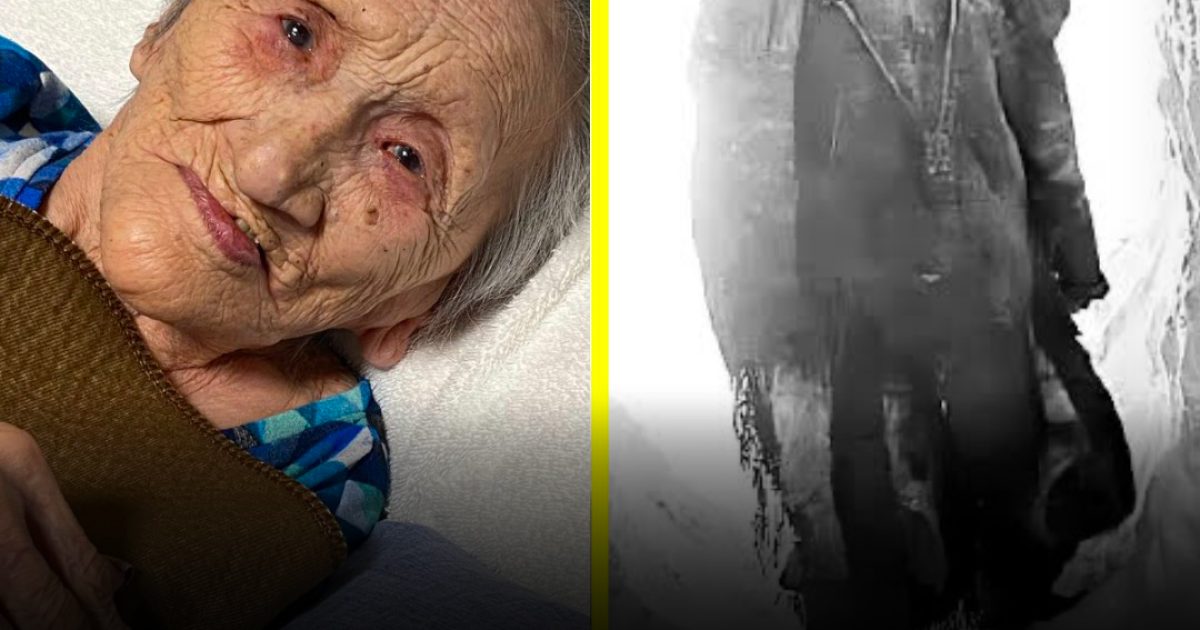 « Joyeux anniversaire à ma grand-mère. Aujourd’hui, nous avons la chance de célébrer ses 95 ans. C’est une photo d’elle à 17 ans entrant dans l’igloo de son père. »