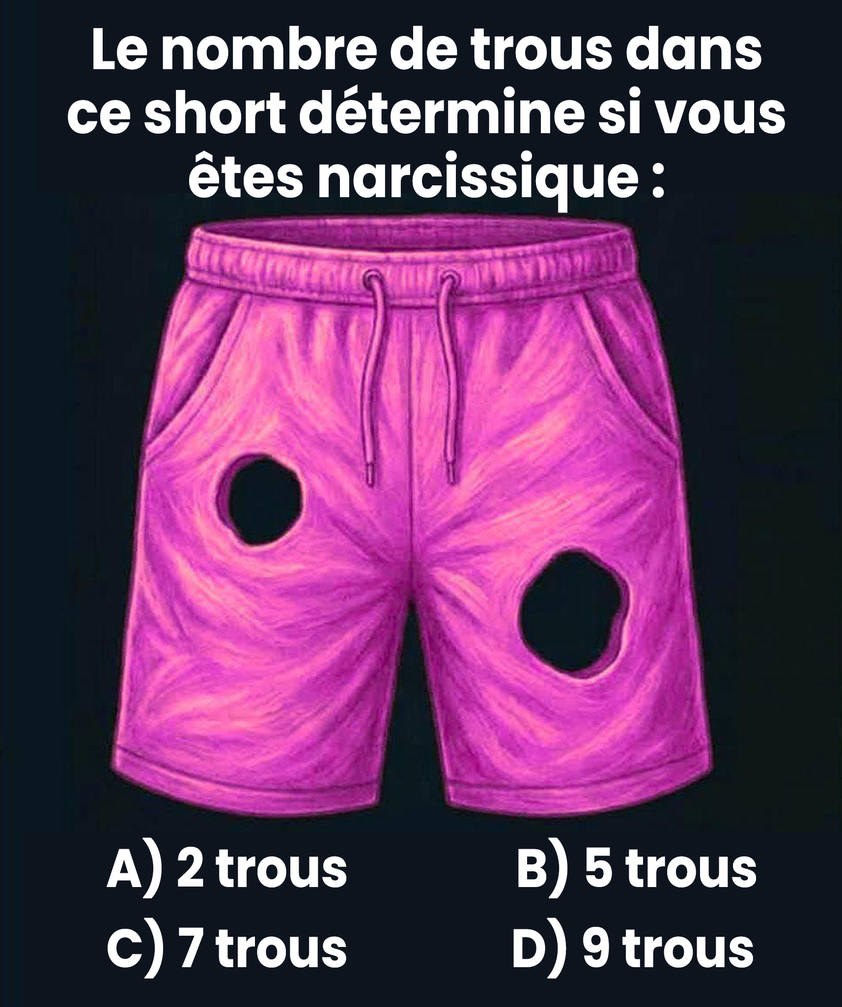 Le nombre de trous que vous remarquez dans ce short indique si vous êtes narcissique