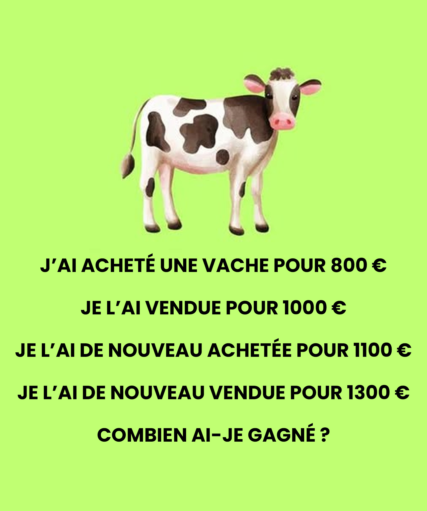 Le test mathématique de la vache