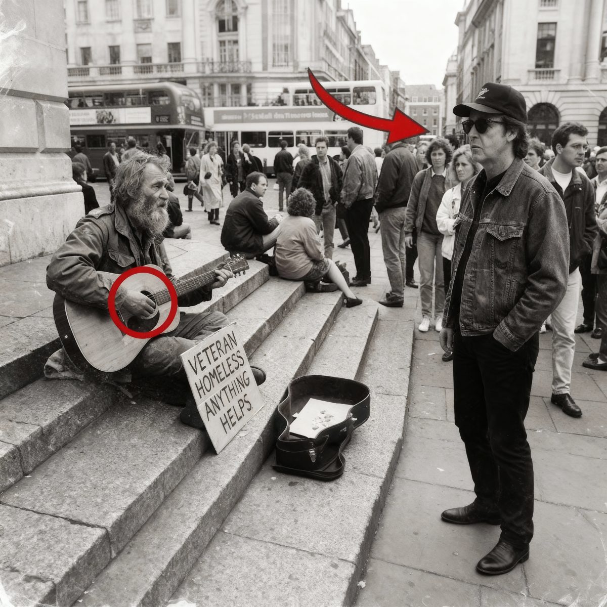 Un ex-soldat sans-abri interprétait une chanson des Beatles dans la rue – Paul McCartney a posé un geste qui a tout bouleversé