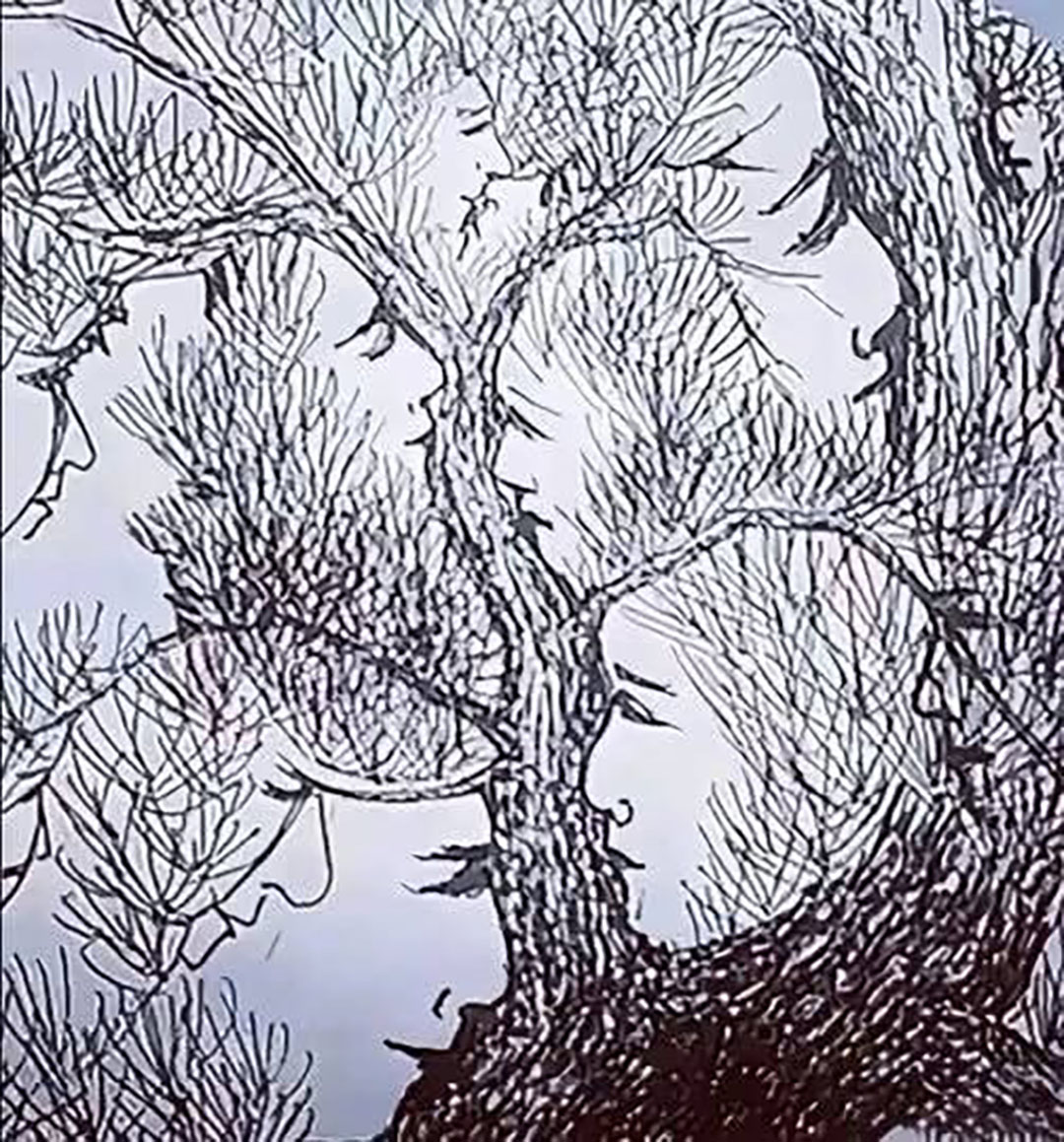 Mettez votre vue à l’épreuve : combien de visages parviendrez-vous à repérer dans cet arbre mystérieux ?