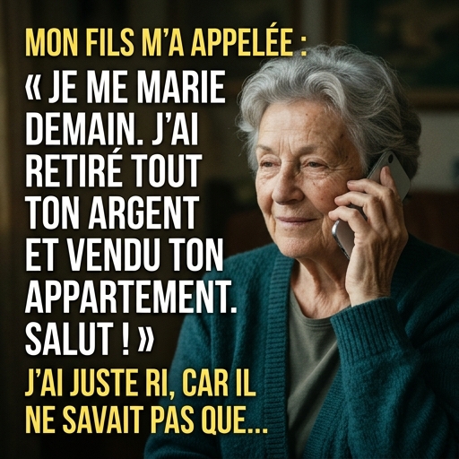 Mon fils a appelé : « Maman, je me marie demain, j’ai retiré tout ton argent et j’ai vendu ton appartement. »