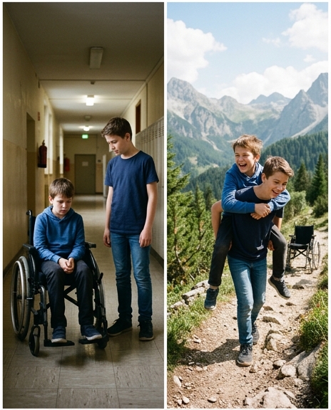 Mon fils de 12 ans a porté son ami en fauteuil roulant sur son dos lors d'un séjour en camping pour qu'il ne se sente pas exclu ; le lendemain, le directeur m'a appelé et m'a dit : « Vous devez vous dépêcher d'aller à l'école maintenant. »