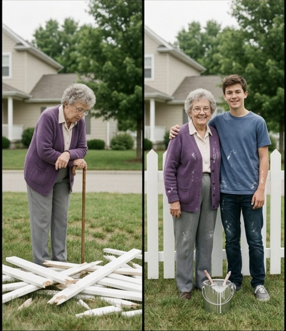 Mon fils de 14 ans a réparé la clôture de notre voisine âgée après la tempête