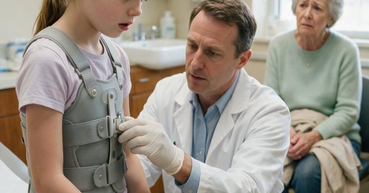 Elle portait un corset médical verrouillé par sa grand-mère : ce que le médecin a fait ensuite est bouleversant