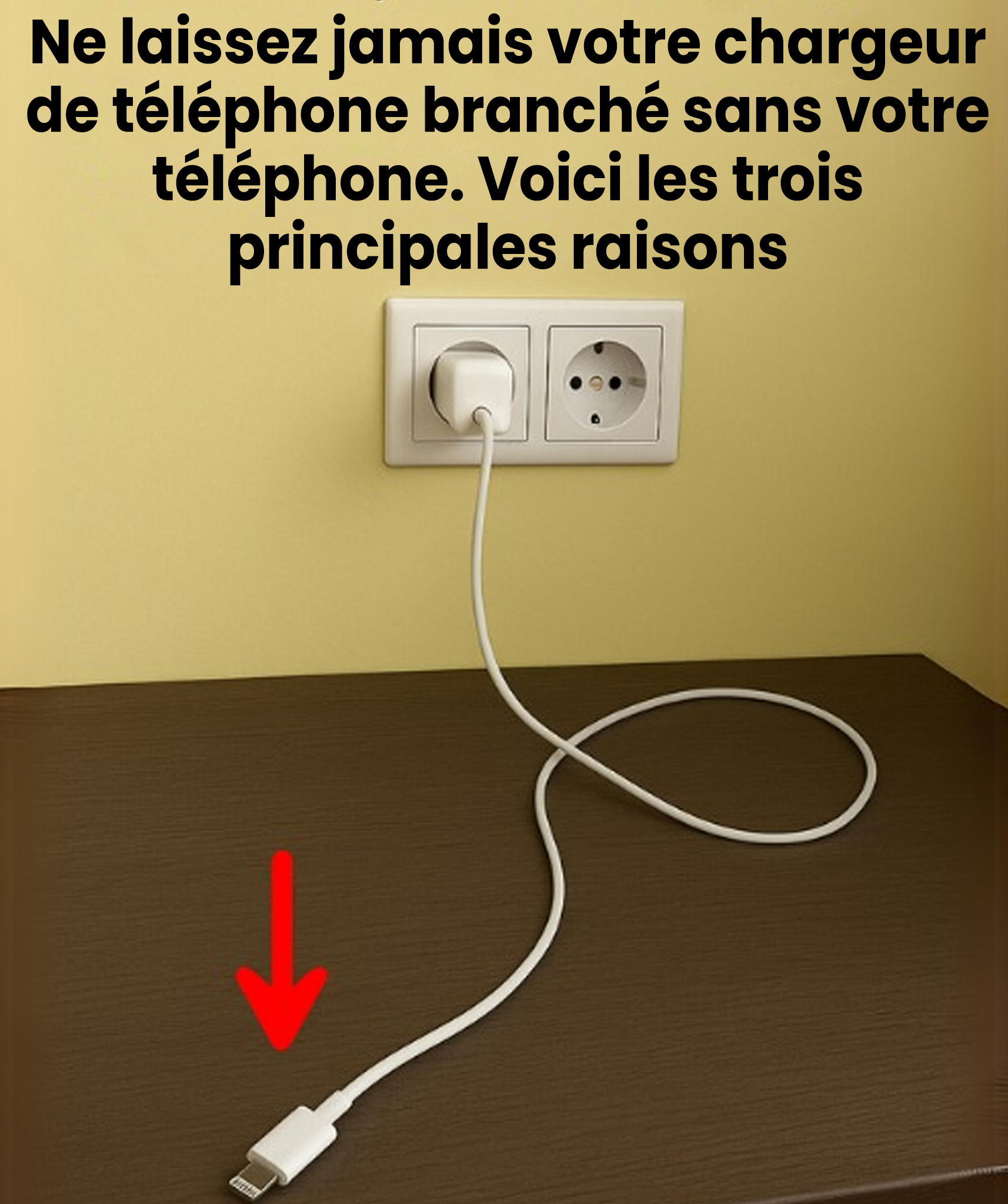 Ne laissez jamais un chargeur branché sur une prise