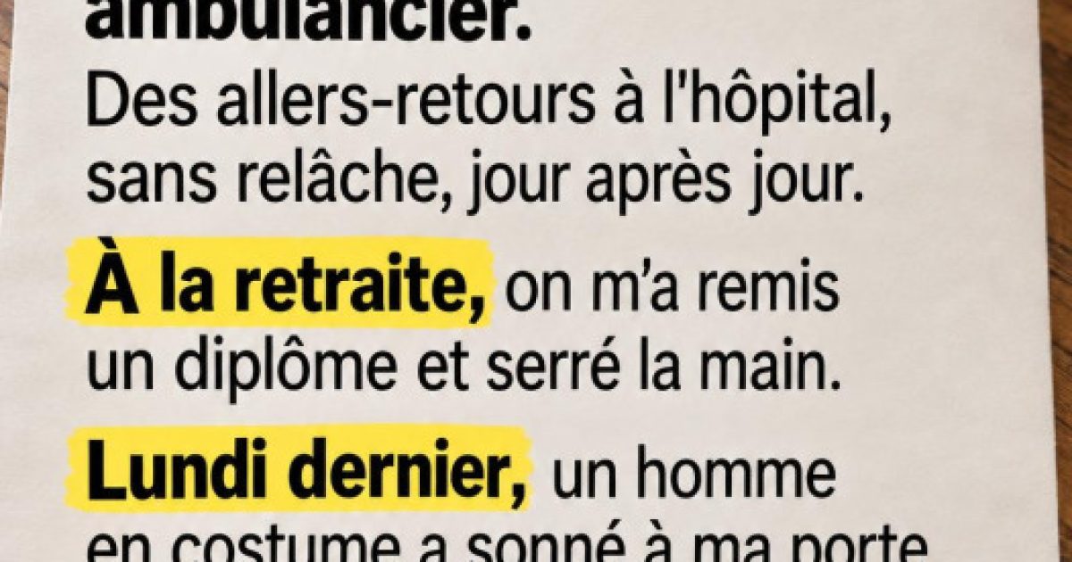 Il conduit des ambulances pendant 40 ans sans reconnaissance : un mois après sa retraite, un inconnu frappe à sa porte