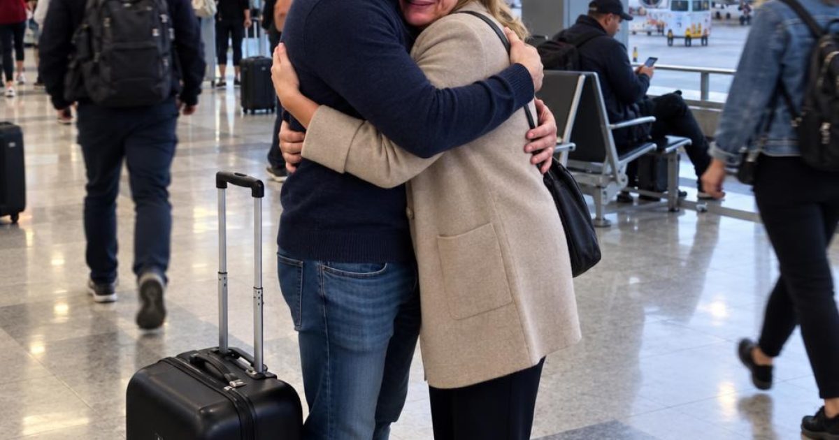 Il pleure à l'aéroport pour dire au revoir à sa femme — mais il sait déjà tout