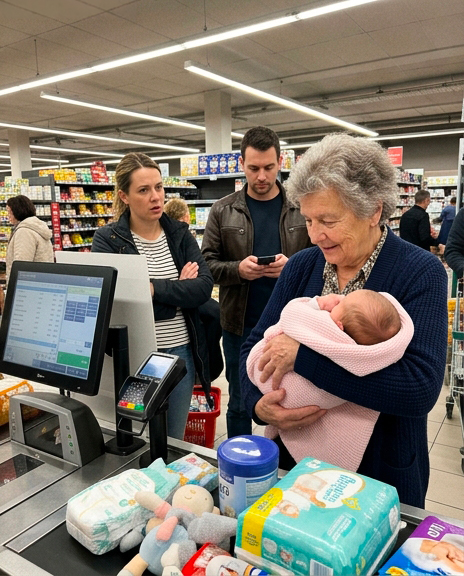 On s’est moqué de moi quand ma carte bancaire a été refusée alors que je tenais ma petite-fille dans les bras – puis une voix derrière moi a dit : « Madame. Vous, celle avec le bébé. »