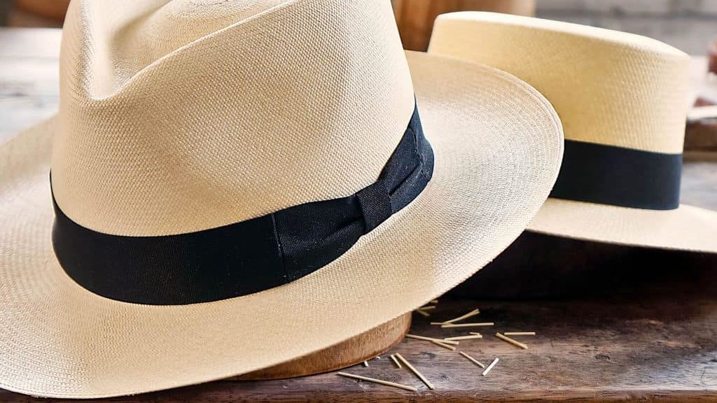Chapeau panama posé sur une table