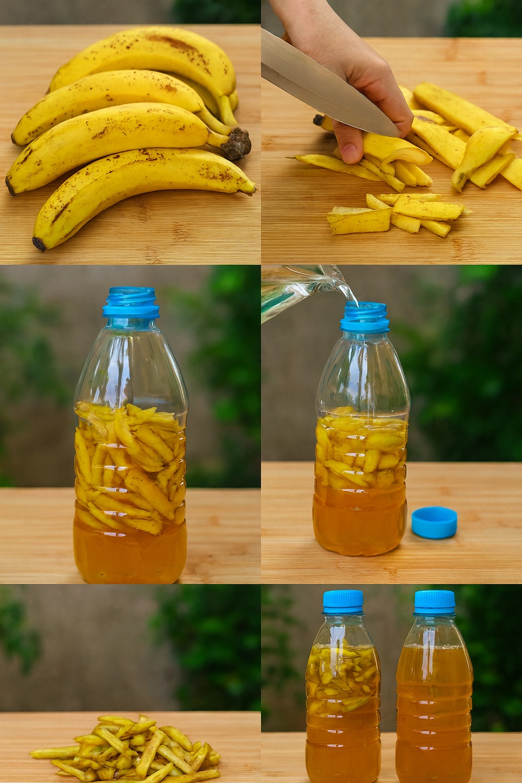 Peaux de banane : Mettez-les dans une bouteille. Si vous les utilisez ainsi, vous ne les jetterez plus jamais