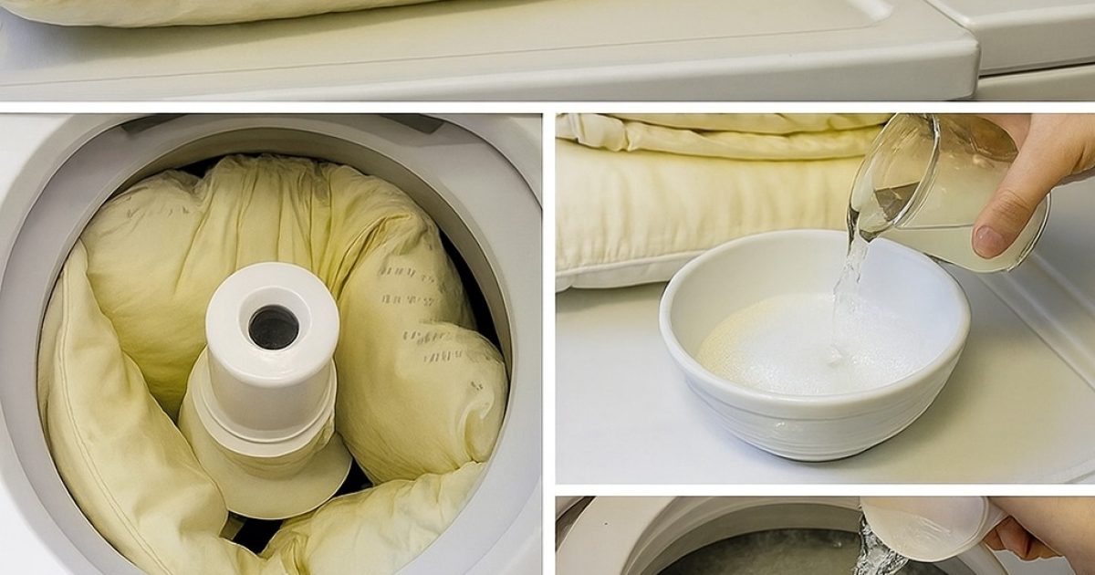 Pour blanchir des oreillers jaunis et tachés, nul besoin de détergent : voici une astuce