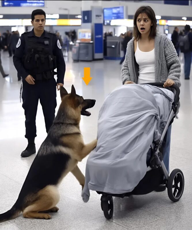 À l’aéroport, une chienne policière bondit soudain sur une poussette : ce qu’elle y a découvert a glacé l’assemblée