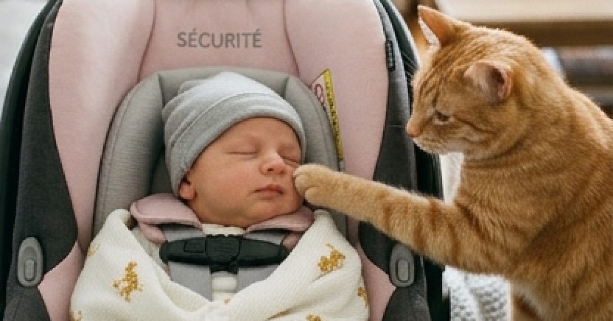 Première rencontre ! Un chaton rencontre un bébé, et sa réaction est absolument adorable. (Vidéo)