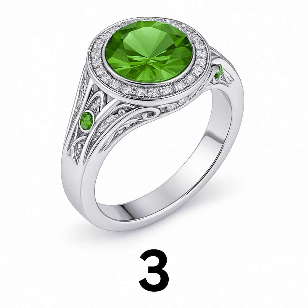 Ring with intense green stone